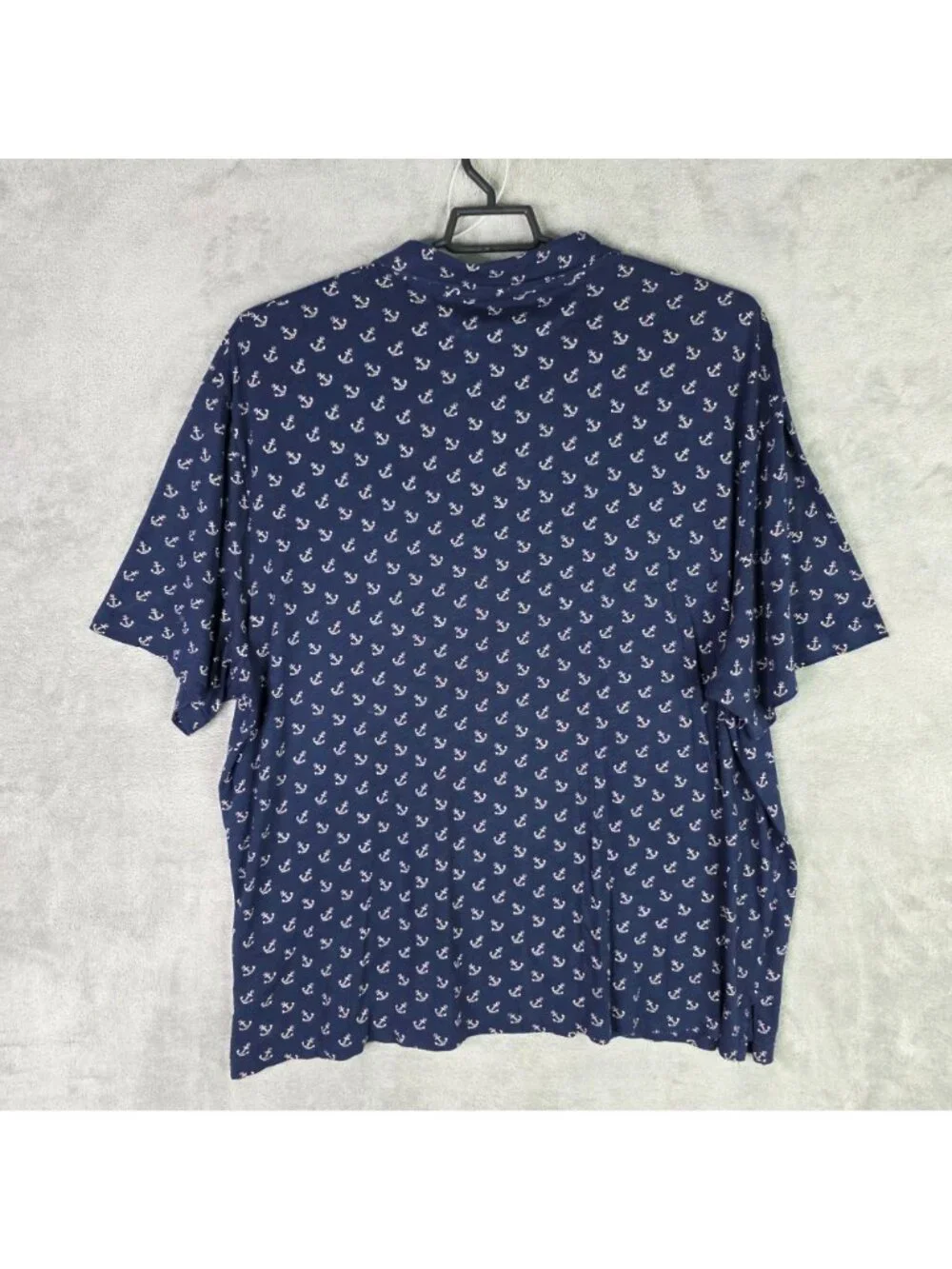 Mens Polo Ralph Lauren Navy Anchor Print Polo Shirt 100% Cotton Short Sleeve 3XB